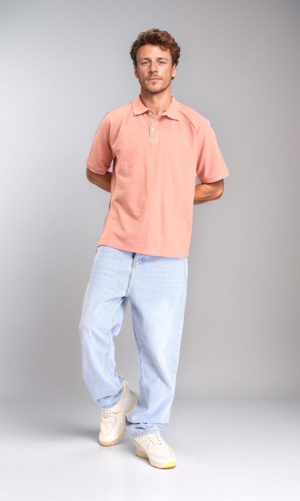 Light Blue Wide Leg Jeans - Straight Fit Cotton Denim for Men
