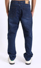 R208751-Straight Leg Cotton Casual Jeans - Navy Blue
