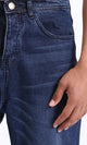 R208751-Straight Leg Cotton Casual Jeans - Navy Blue