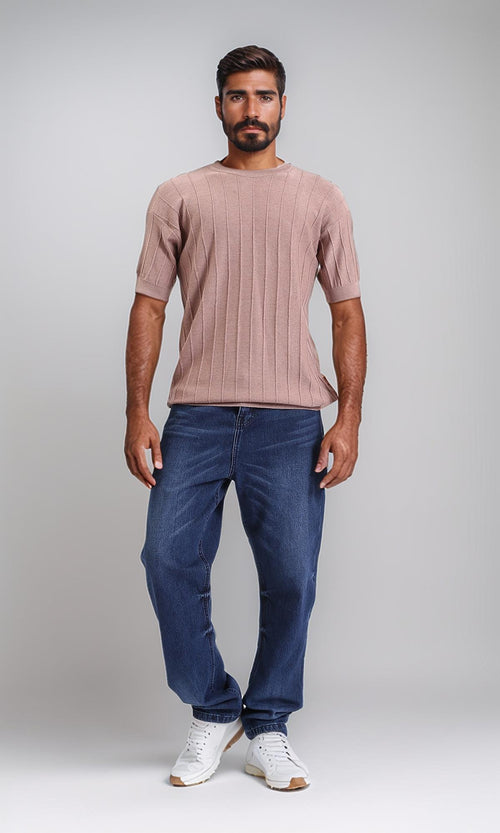 R208751-Straight Leg Cotton Casual Jeans - Navy Blue