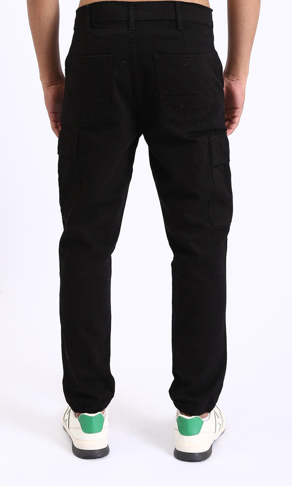 R208752-Straight Leg Cotton Casual Jeans - Black