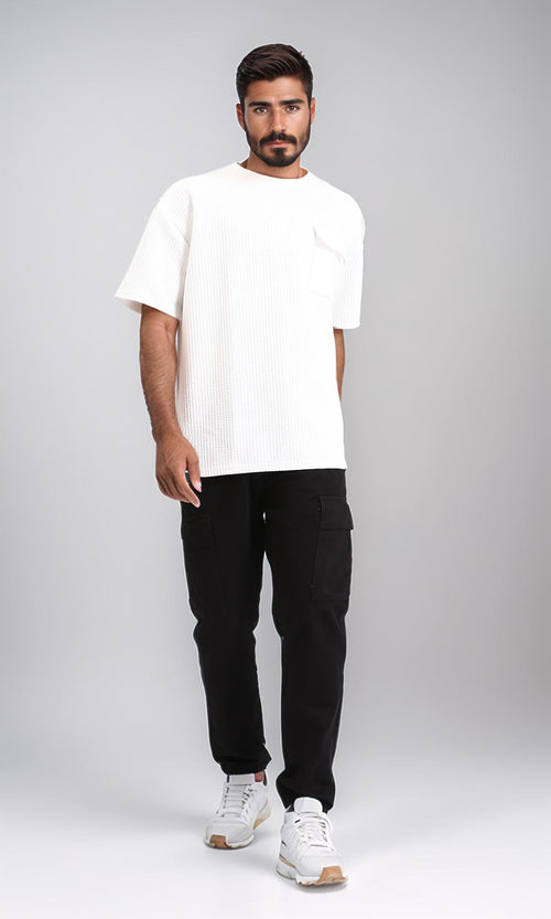 R208752-Straight Leg Cotton Casual Jeans - Black