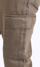 R208754-Casual Cotton Cargo Pants with Hem - Dark Coffee