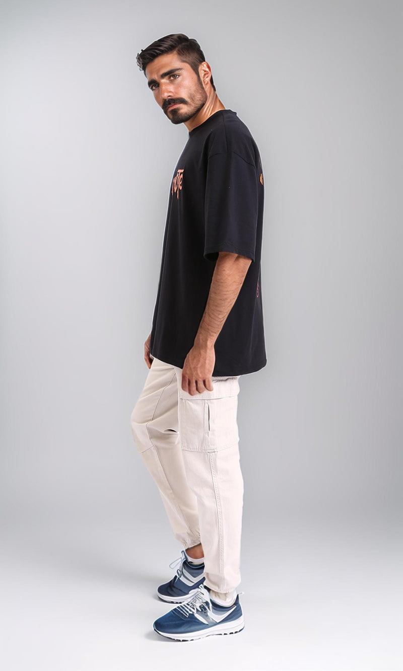 R208756-Casual Cotton Cargo Pants with Hem - Off-White