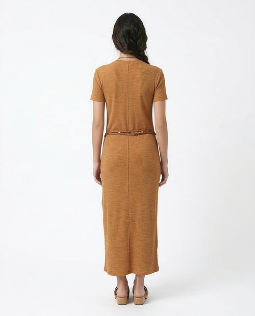 Ravin Ribbed Short-Sleeve Maxi Dress – Toffee - R208762