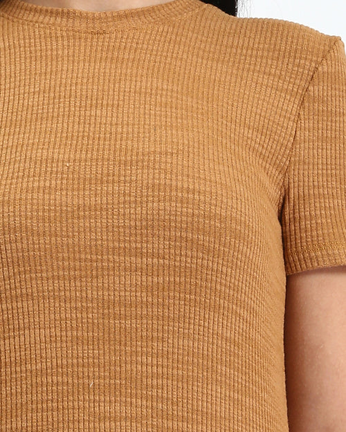 Ravin Ribbed Short-Sleeve Maxi Dress – Toffee - R208762