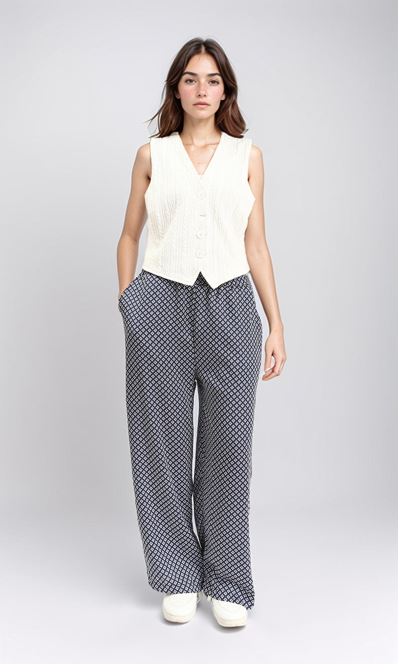 R208766 - Patterned Summer Slip On Pants - Multicolor