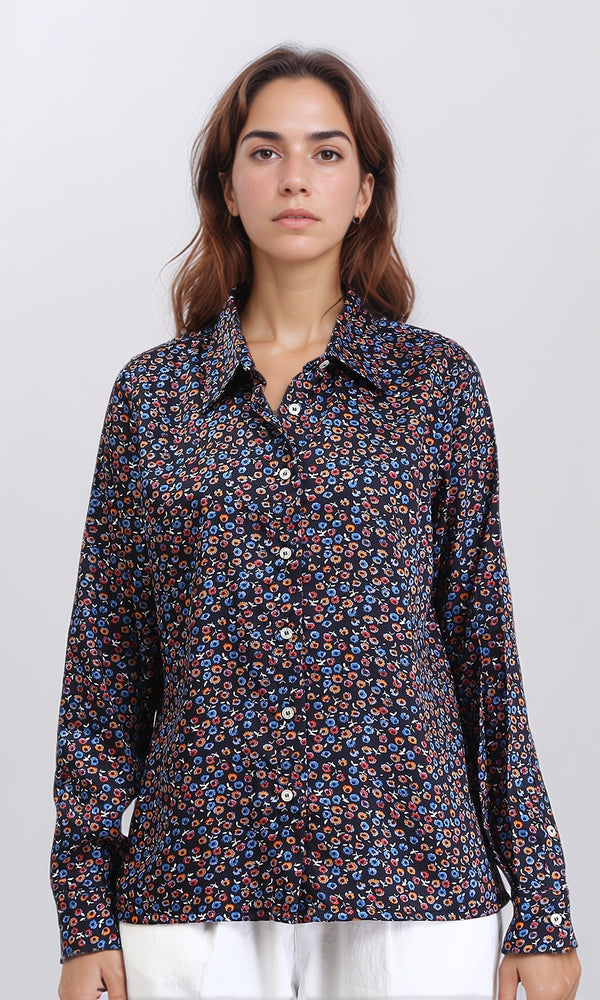 R208771 - Colorful Floral Long Sleeves Shirt - Multicolour