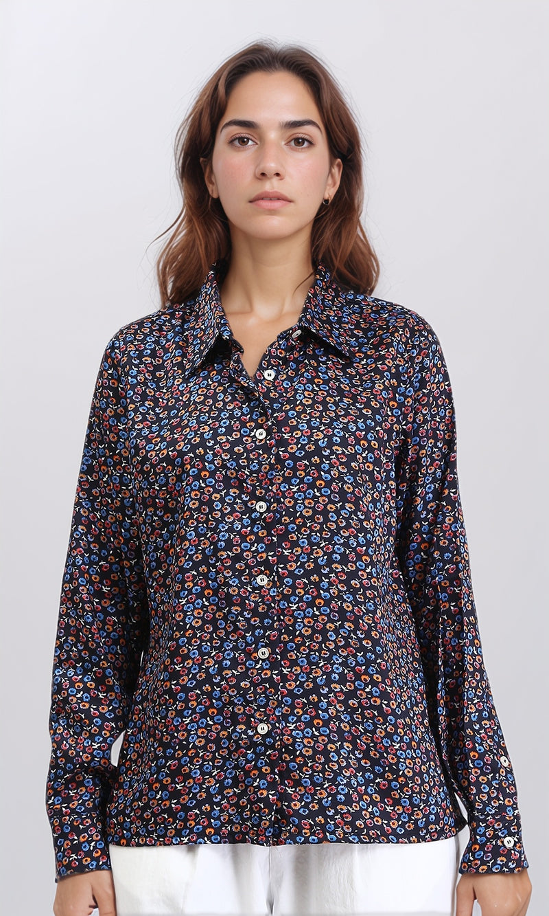 R208771 - Colorful Floral Long Sleeves Shirt - Multicolour