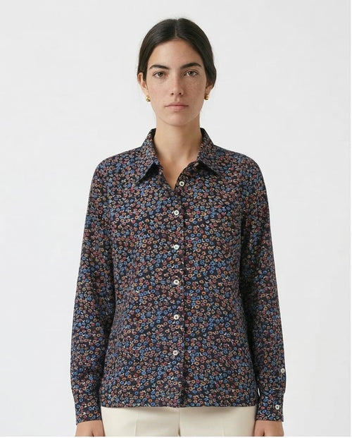 Ravin Women’s Ditsy Floral Print Button-Down Shirt – Navy & Orange Multi Color - R208771