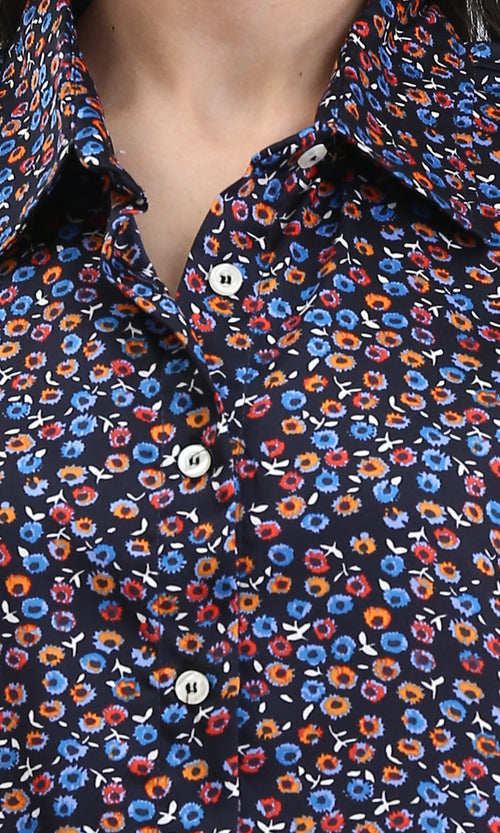 R208771 - Colorful Floral Long Sleeves Shirt - Multicolour