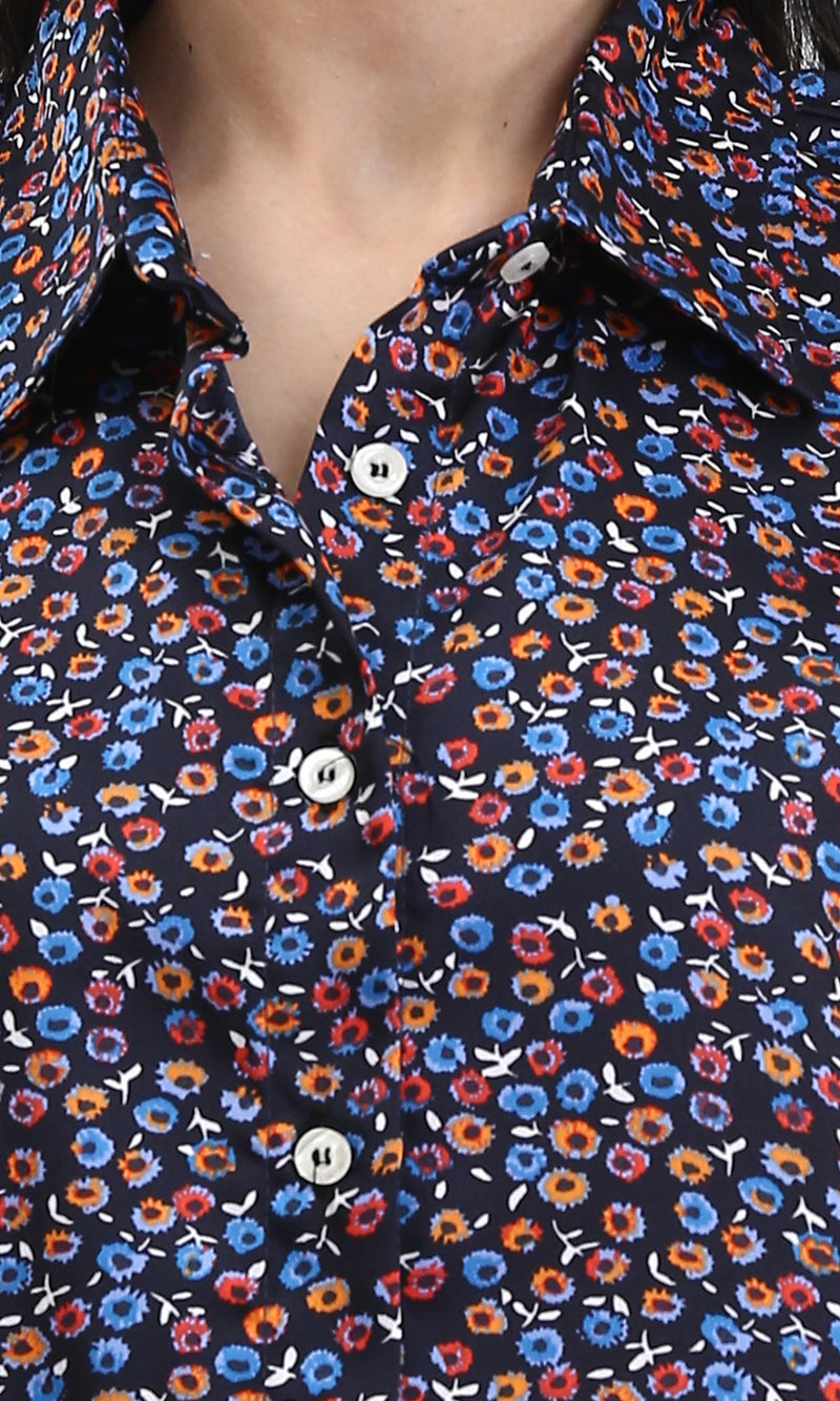 R208771 - Colorful Floral Long Sleeves Shirt - Multicolour