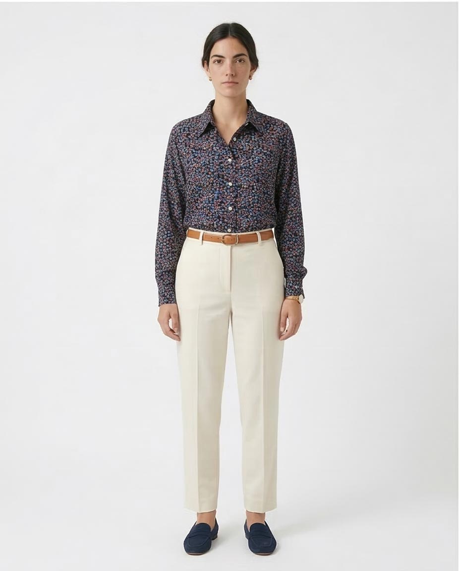 Ravin Women’s Ditsy Floral Print Button-Down Shirt – Navy & Orange Multi Color - R208771