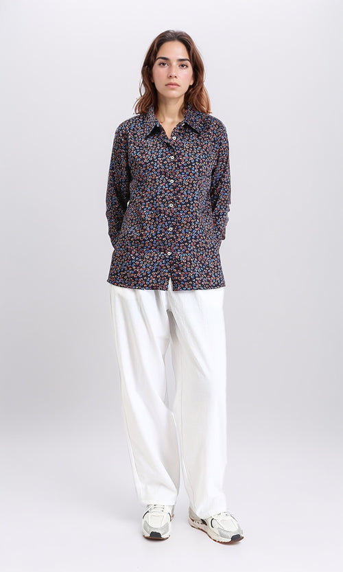 R208771 - Colorful Floral Long Sleeves Shirt - Multicolour