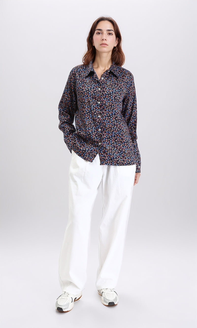 R208771 - Colorful Floral Long Sleeves Shirt - Multicolour