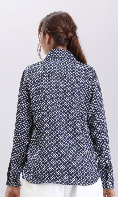 R208772 - Patterned Turn Down Collar Shirt - Multicolour