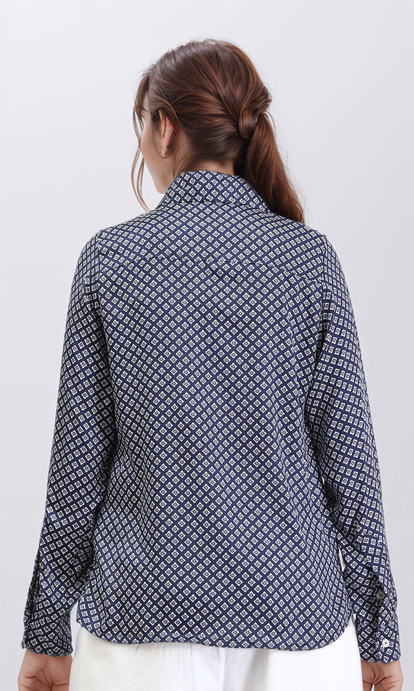 R208772 - Patterned Turn Down Collar Shirt - Multicolour