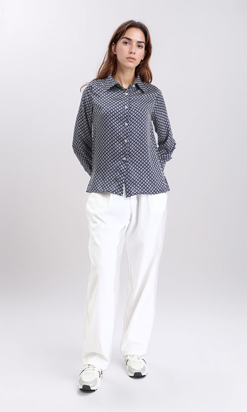 R208772 - Patterned Turn Down Collar Shirt - Multicolour