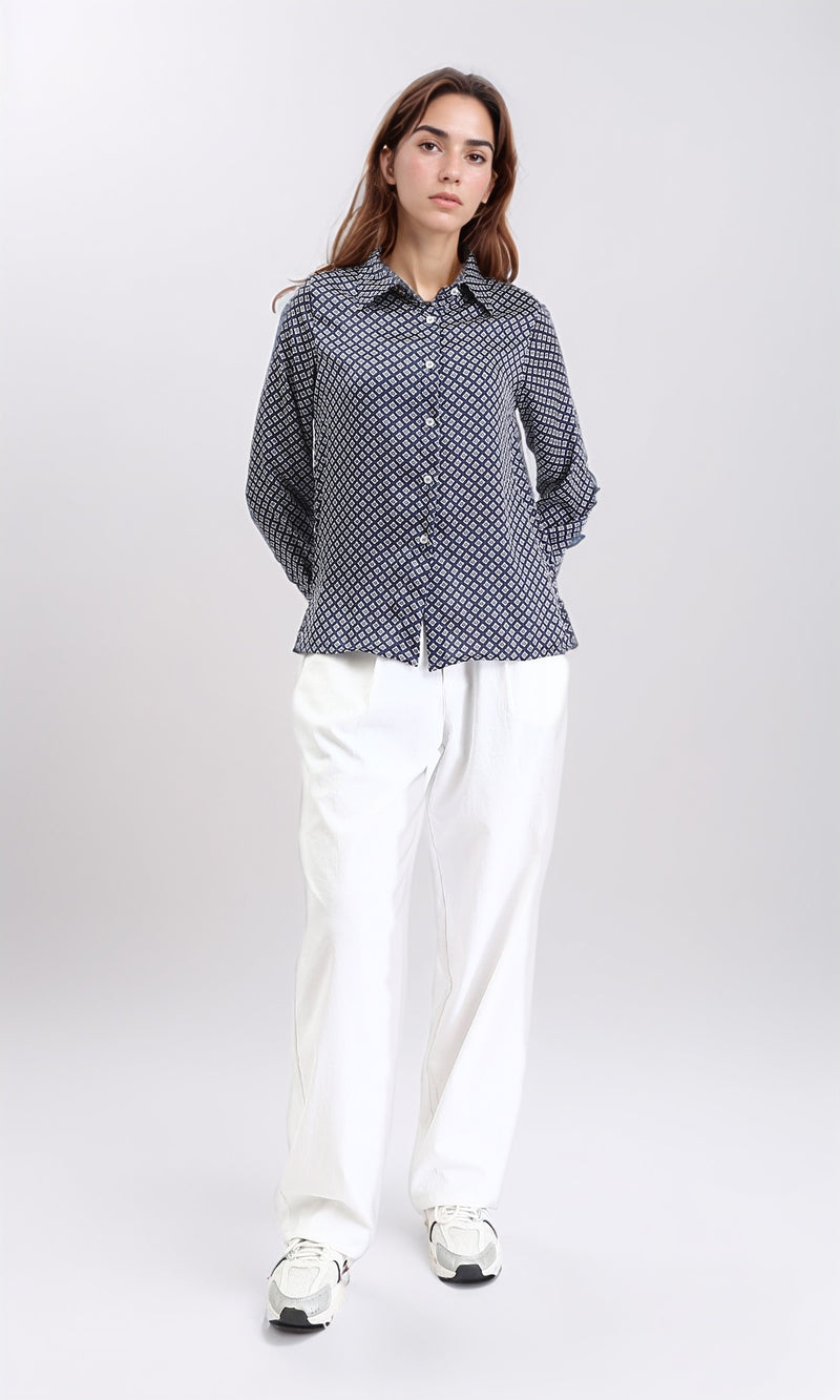 R208772 - Patterned Turn Down Collar Shirt - Multicolour