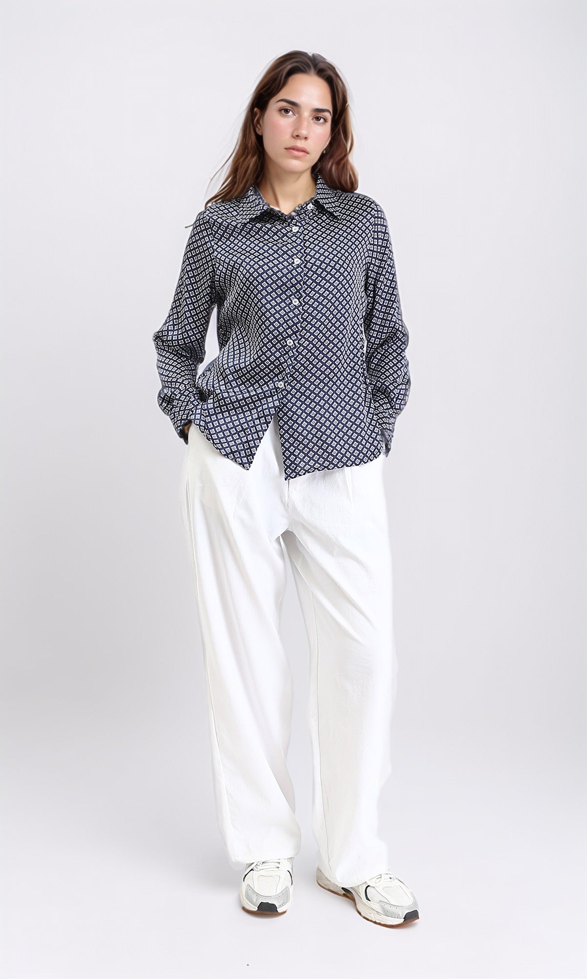 R208772 - Patterned Turn Down Collar Shirt - Multicolour