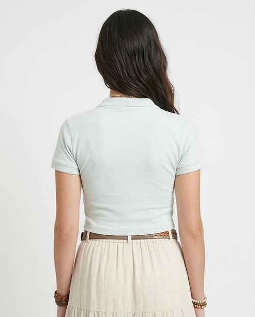 Ravin Women's Cropped Polo Shirt - Pale Mint - R208777