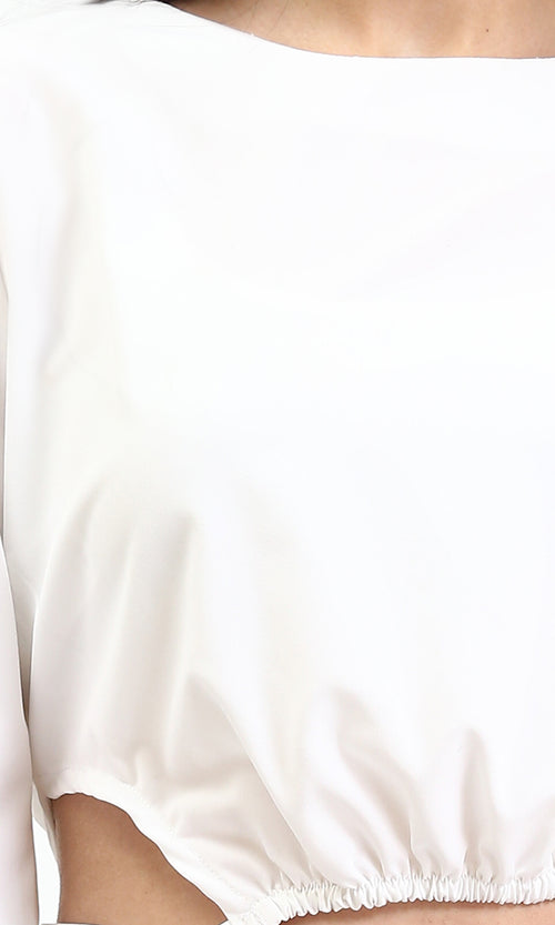 R208786 - Bell Sleeves Solid Casual Blouse - White