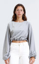 R208787 - Bell Sleeves Solid Casual Blouse - Grey