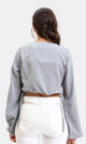 R208787 - Bell Sleeves Solid Casual Blouse - Grey