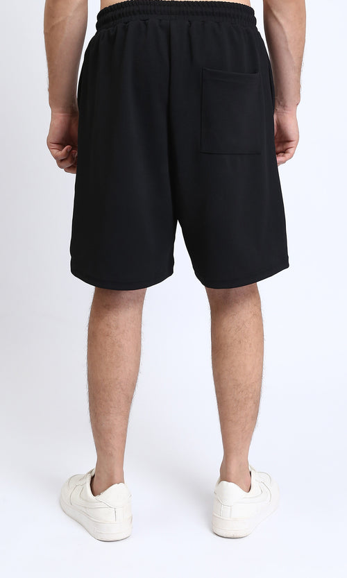 R208799 - Slip On Solid Cotton Shorts - Black
