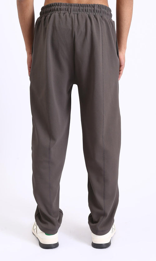 R208820-Relaxed Leg Slip On Summer Pants - Dark Grey