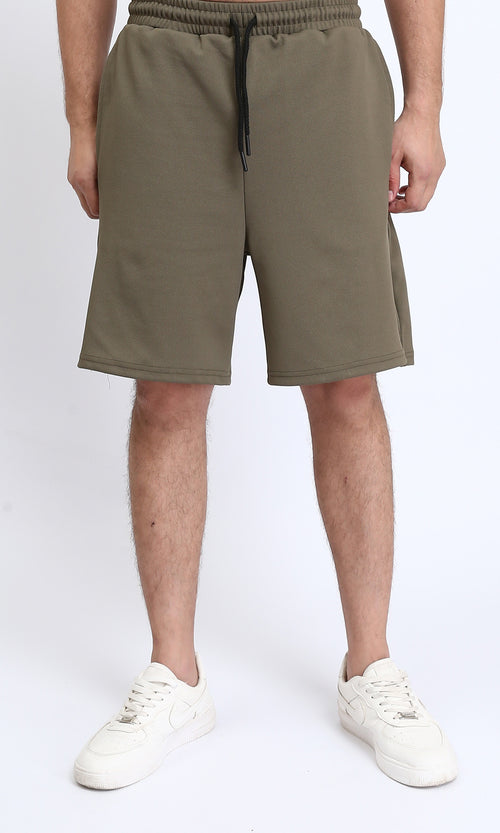Slip On Solid Casual Shorts - Dark Olive