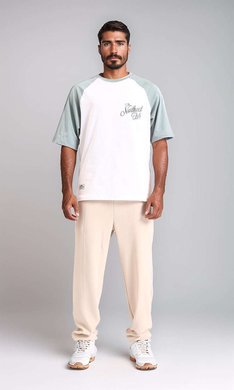 R208836-Relaxed Leg Slip On Summer Pants - Beige