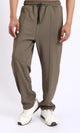 R208839-Relaxed Leg Slip On Summer Pants - Dark Olive