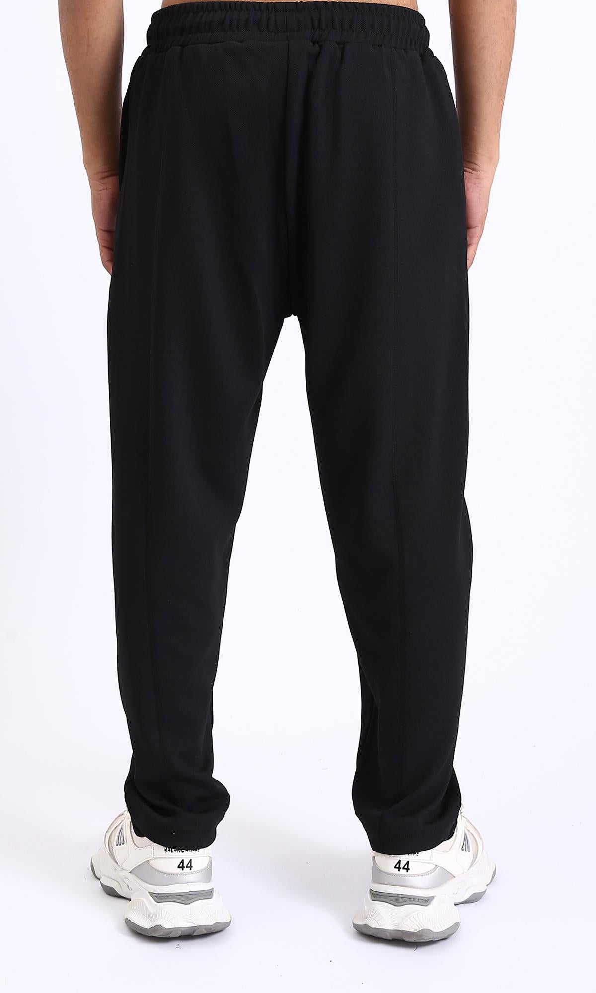 R208840-Relaxed Leg Slip On Summer Pants - Black