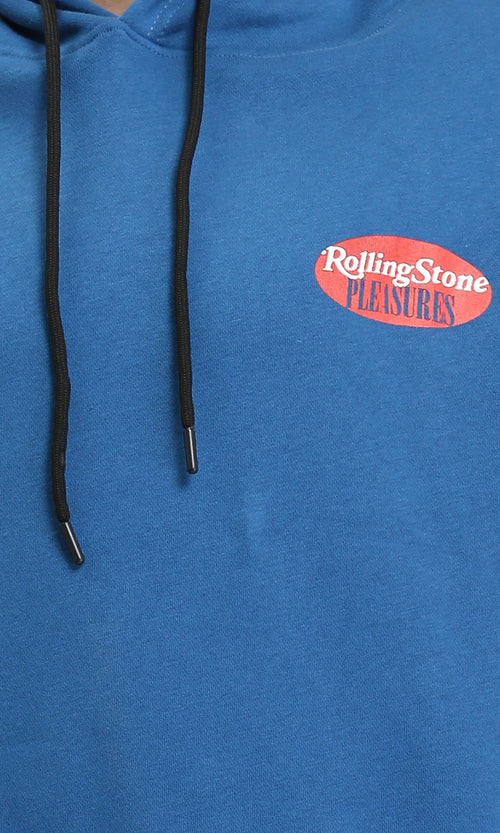 R208841 - Slip On Printed Hoodie with Pocket - Dusty Blue