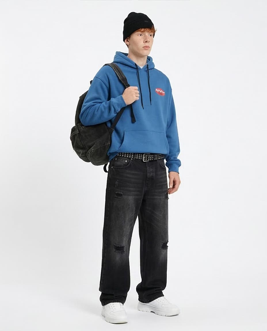 Ravin x Rolling Stone "Media Crew" Oversized Graphic Hoodie – Atlantic Blue - R208841