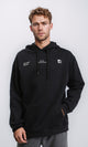 R208843 - Hooded Neck with Drawstring Winter Hoodie - Black