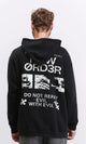 R208843 - Hooded Neck with Drawstring Winter Hoodie - Black
