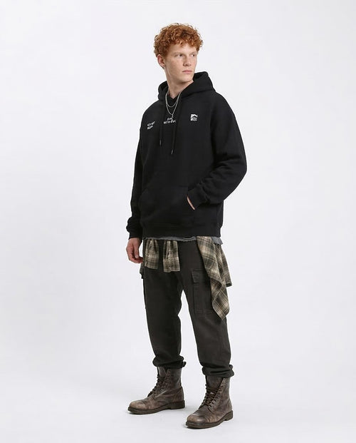 RAVIN "Do Not Repay Evil" Graphic Fleece Hoodie - Black - R208843 -