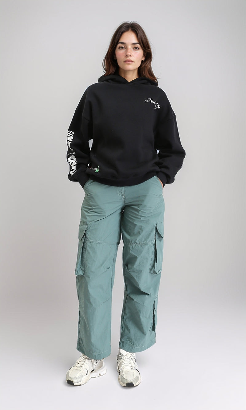 R208846 - Trendy Prints Slip On Casual Hoodie - Black