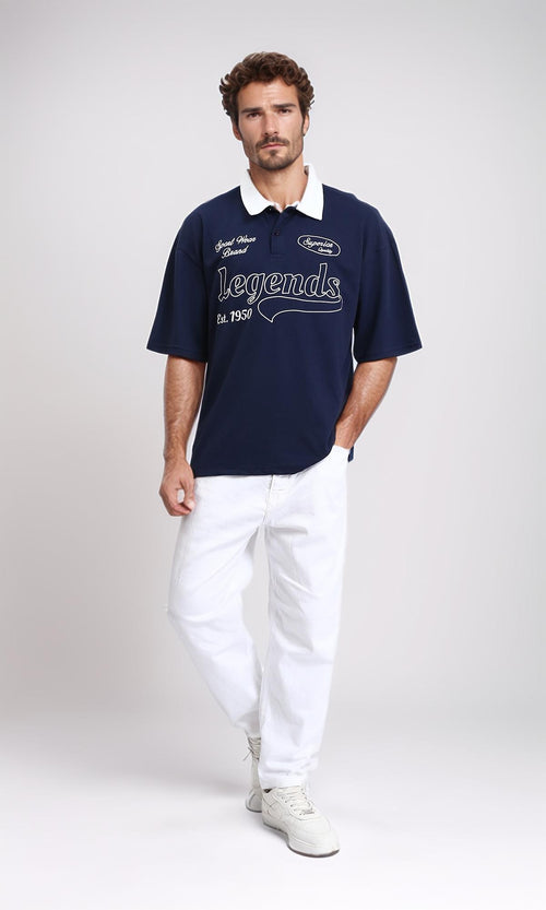R208951 - "Legends" Buttoned Polo Shirt - Navy Blue