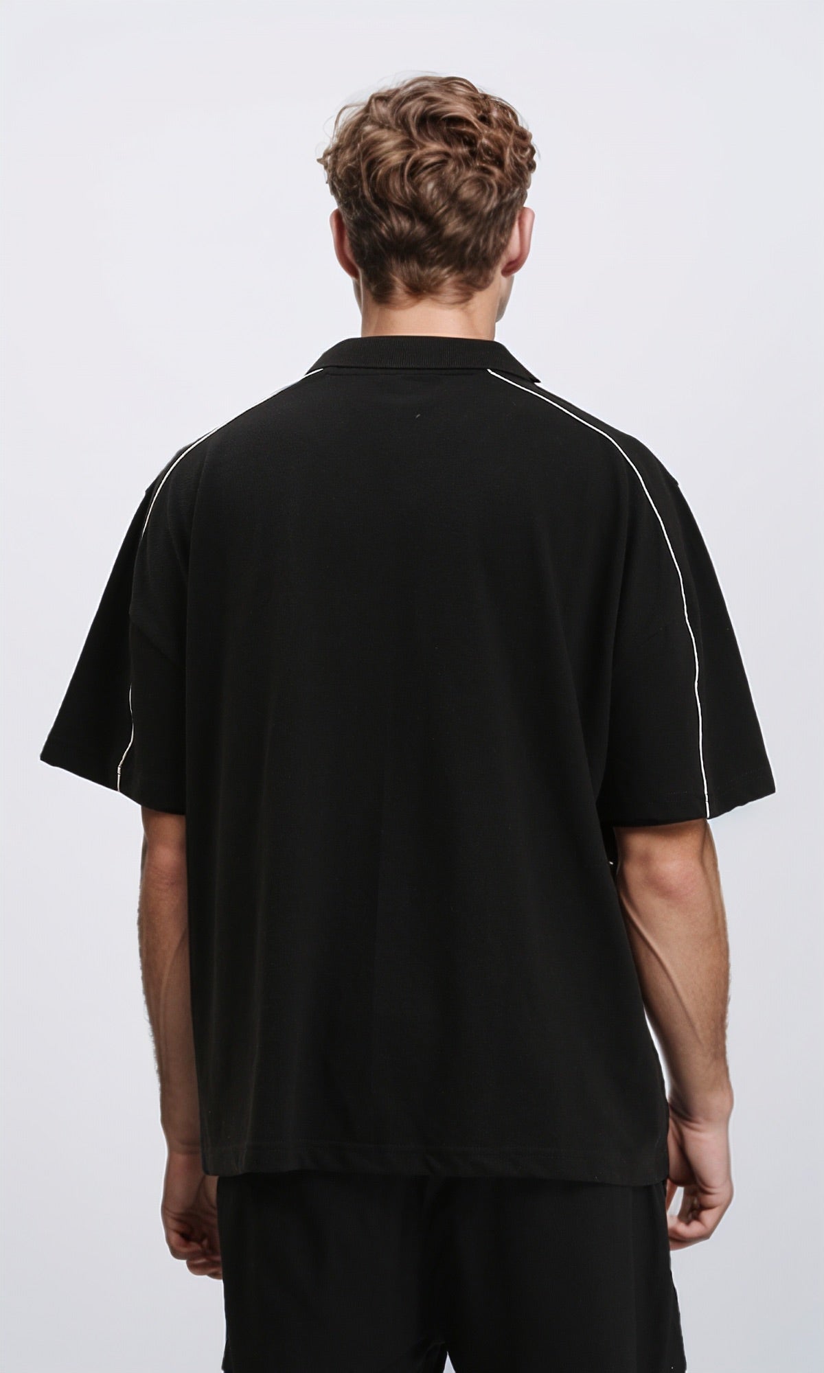 R208954 - Printed "Hand Crafted" Polo Shirt - Black