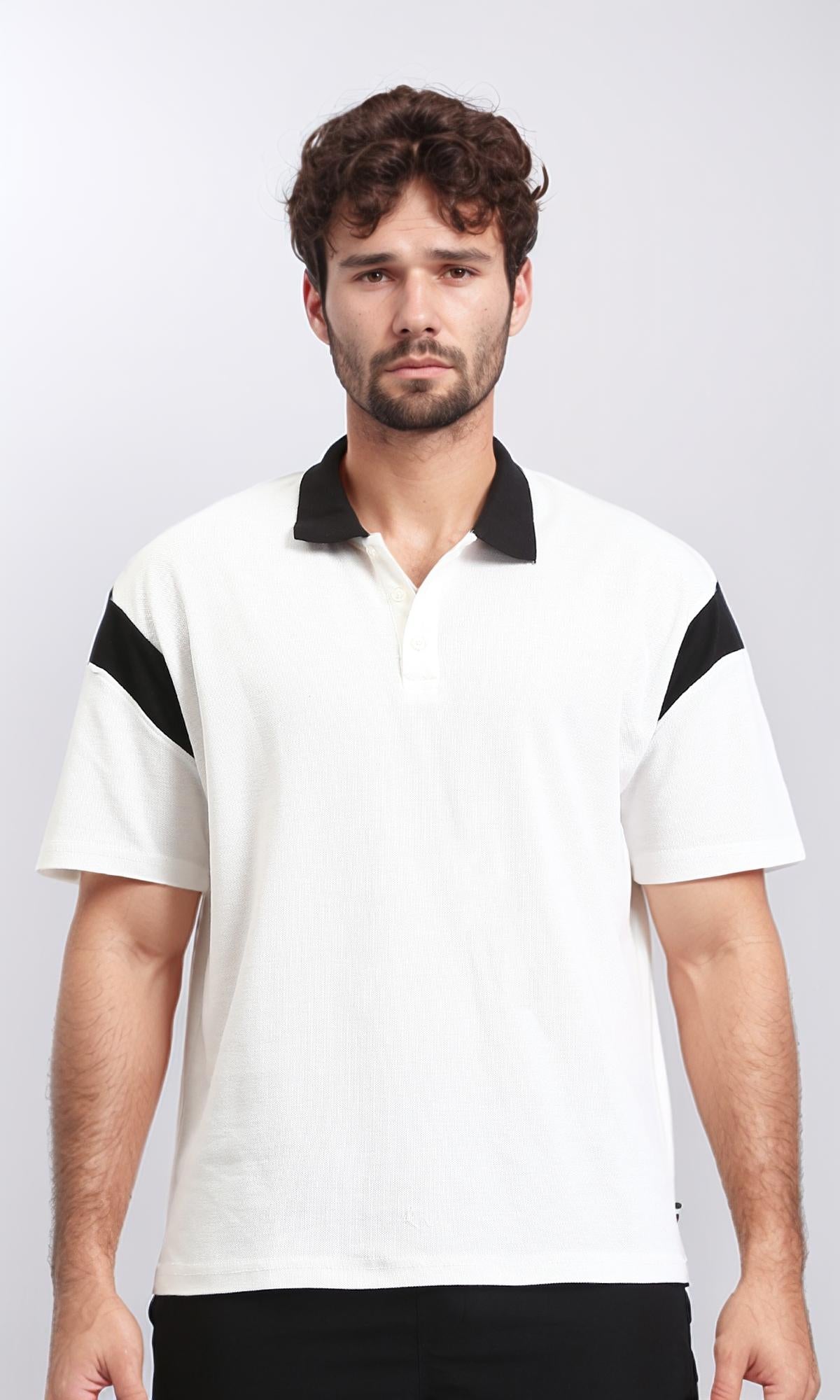 Classic Collar Solid Polo Shirt - White