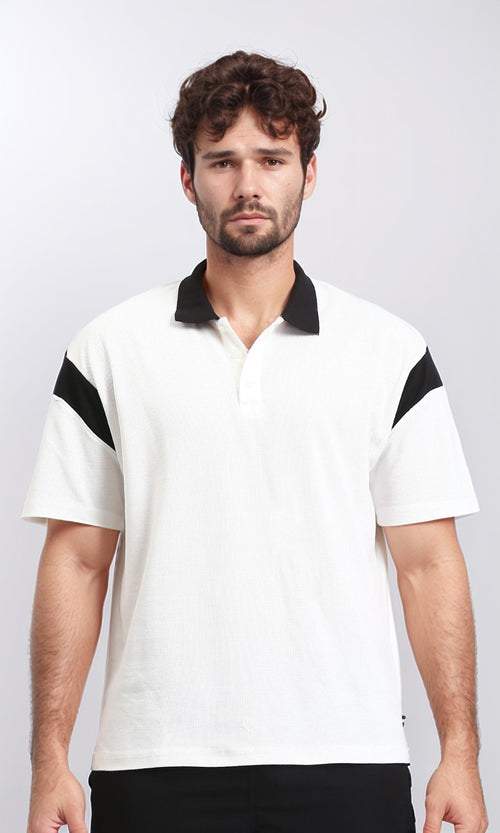 R208959 - Classic Collar Solid Polo Shirt - White