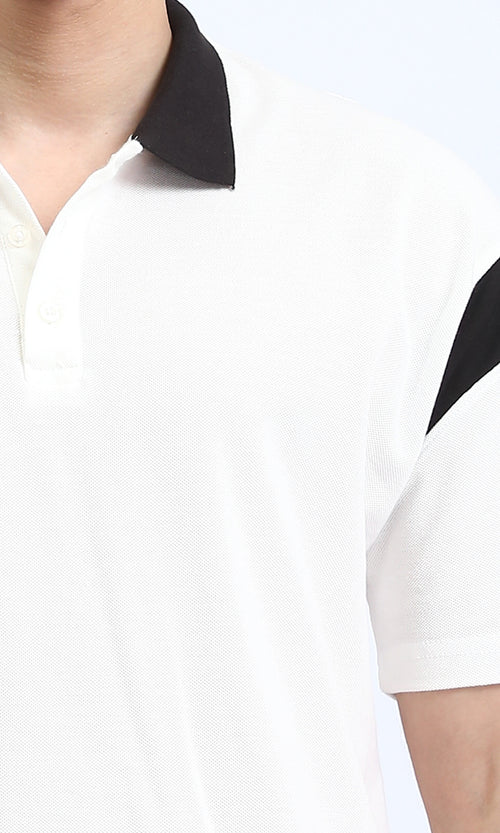 R208959 - Classic Collar Solid Polo Shirt - White