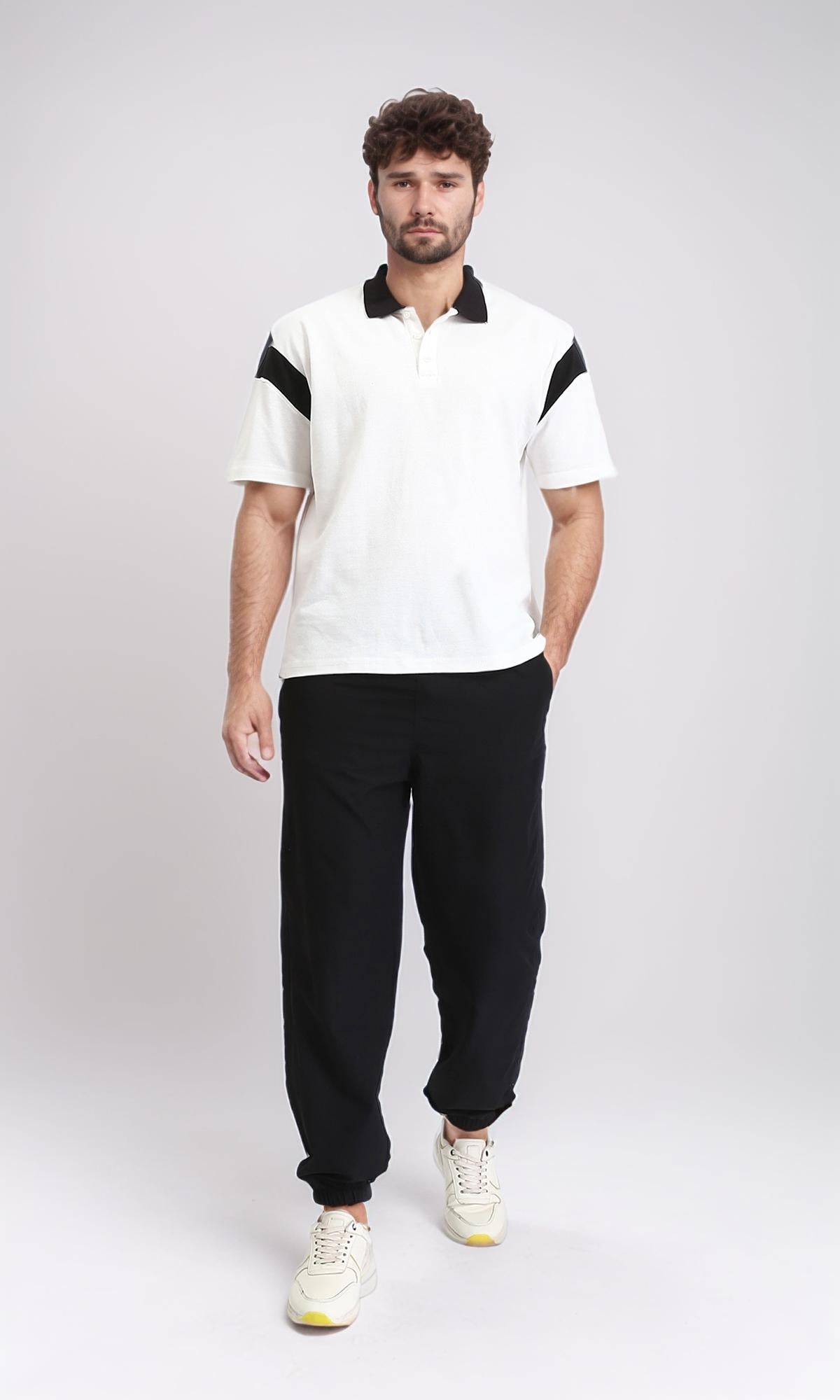 R208959 - قميص بولو سادة بياقة كلاسيكية - أبيض
