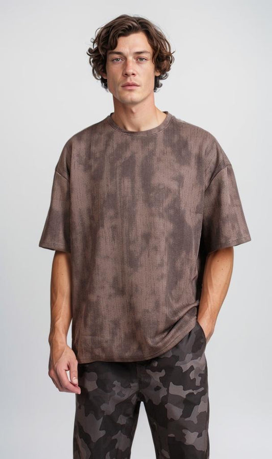 R208962 - Oversized Jacquard T-Shirt - Dark Brown