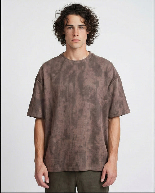 Oversized Jacquard T-Shirt - Dark Brown
