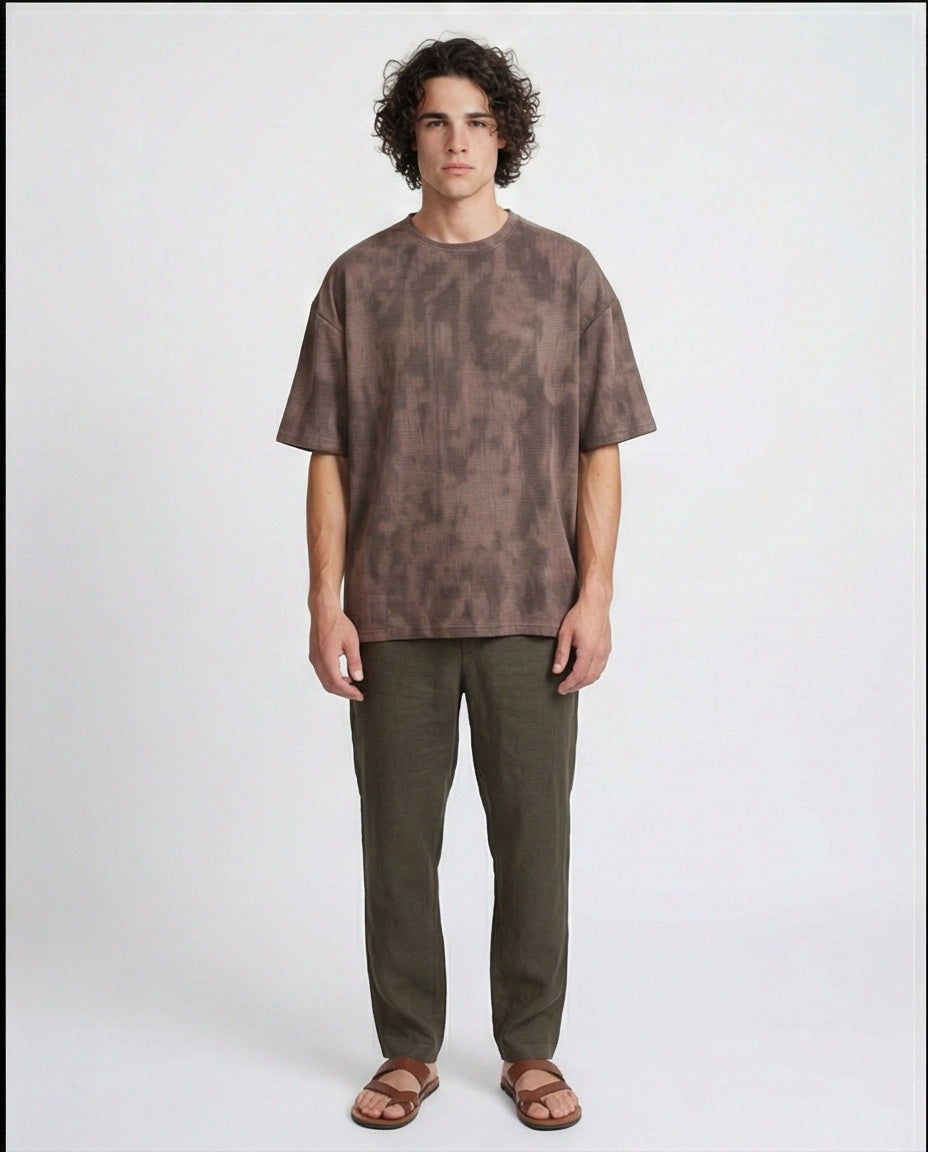 R208962 - Oversized Jacquard T-Shirt - Dark Brown