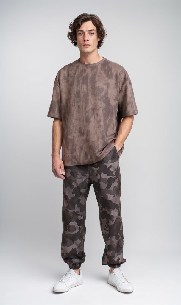 R208962 - Oversized Jacquard T-Shirt - Dark Brown